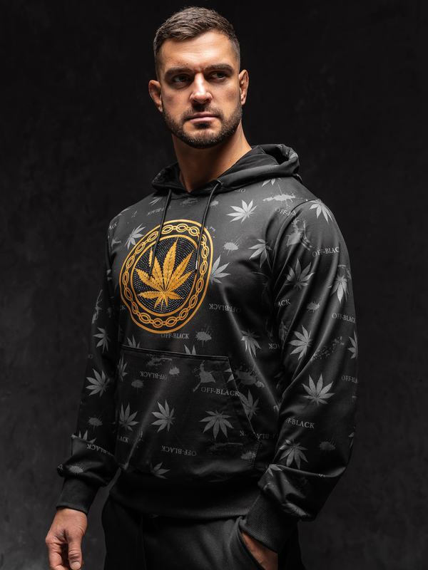 Чорний чоловічий худі з принтом Bolf HM628A1