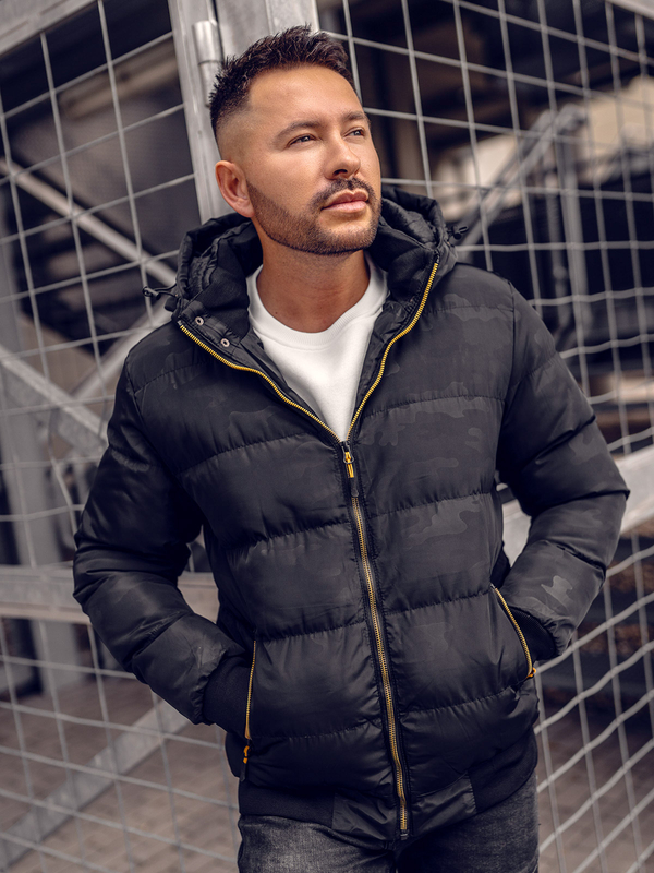 Чорна чоловіча стьобана зимова куртка Bolf 7270A