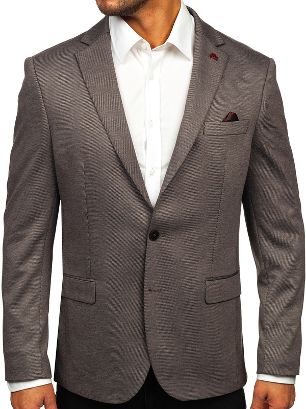 Темно-коричневий елегантний чоловічий піджак Bolf 024