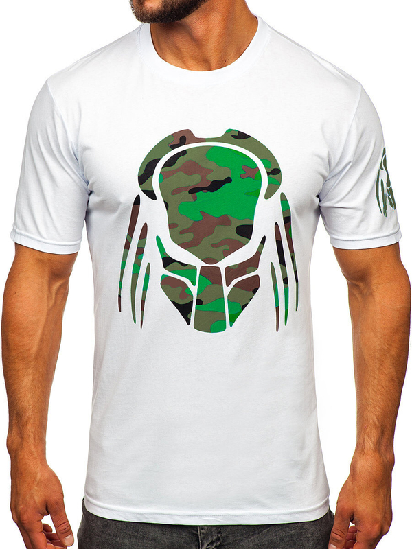 Біла бавовняна чоловіча футболка з принтом Bolf 192379