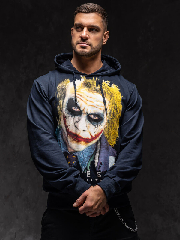 Темно-синій чоловічий худі з принтом Bolf 6146A1