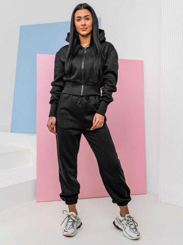 Чорний спортивний костюм для жінок з двох частин Bolf 8C79