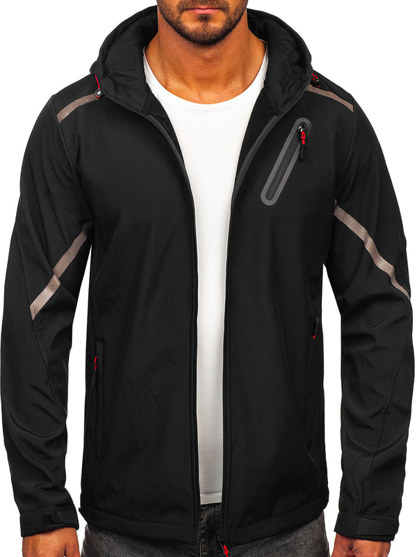 Чорна чоловіча демісезонна куртка софтшелл Bolf HSS037