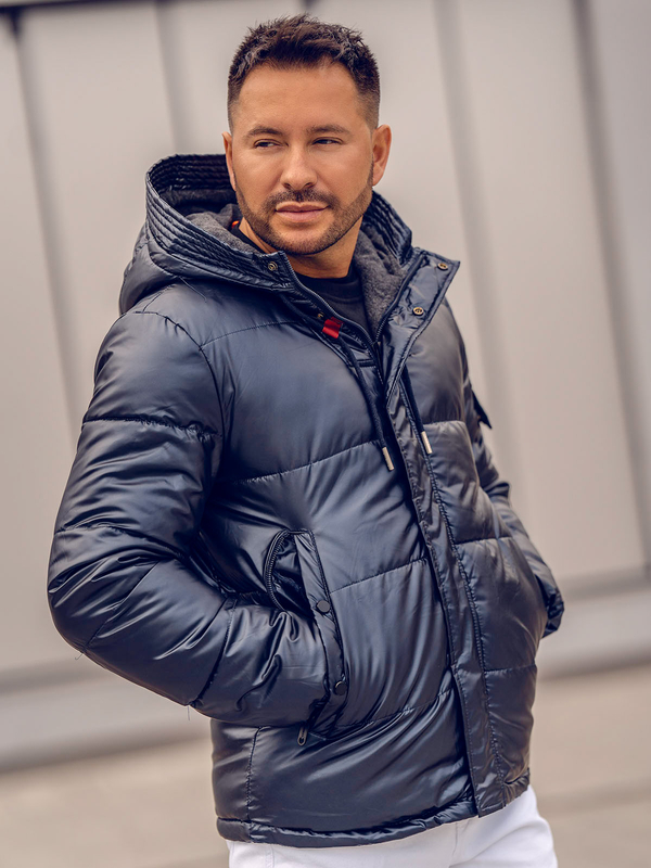 Темно-синя чоловіча стьобана зимова спортивна куртка Bolf EX2125A