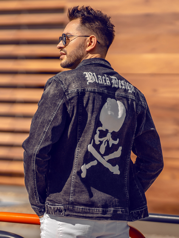 Чорна джинсова чоловіча куртка Bolf XSF78268