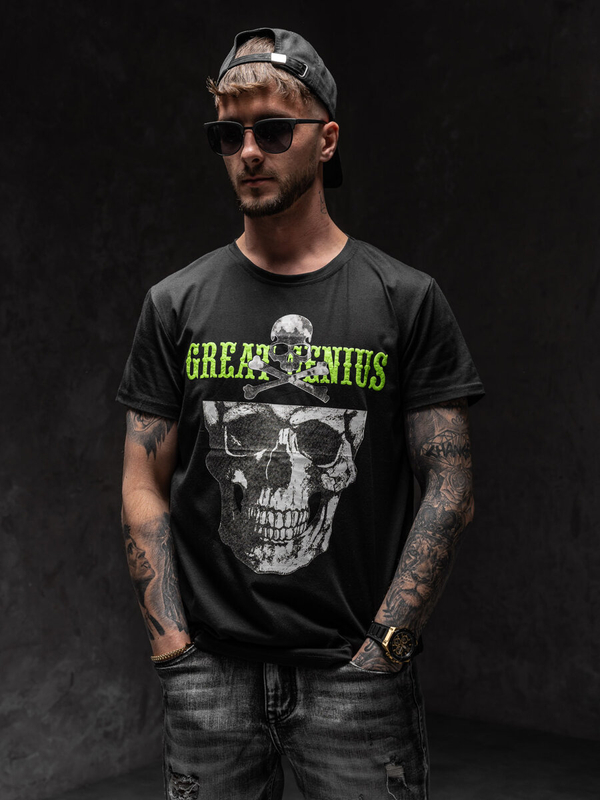 Чорна чоловіча футболка з принтом Bolf Y70005