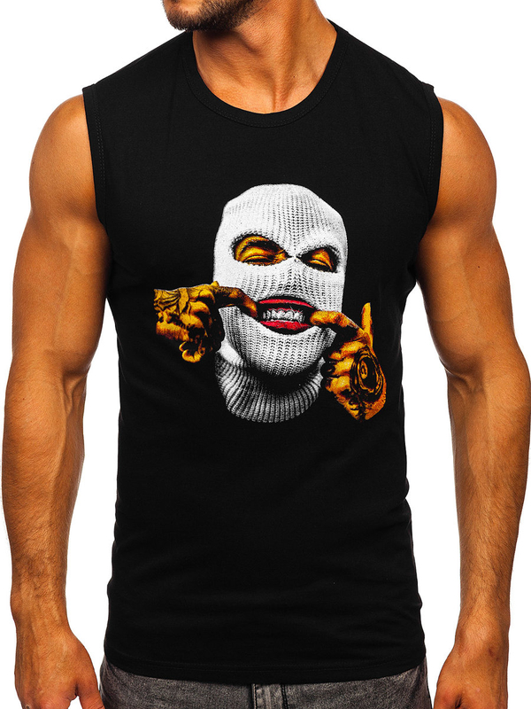 Чорна футболка з принтом Bolf 14811