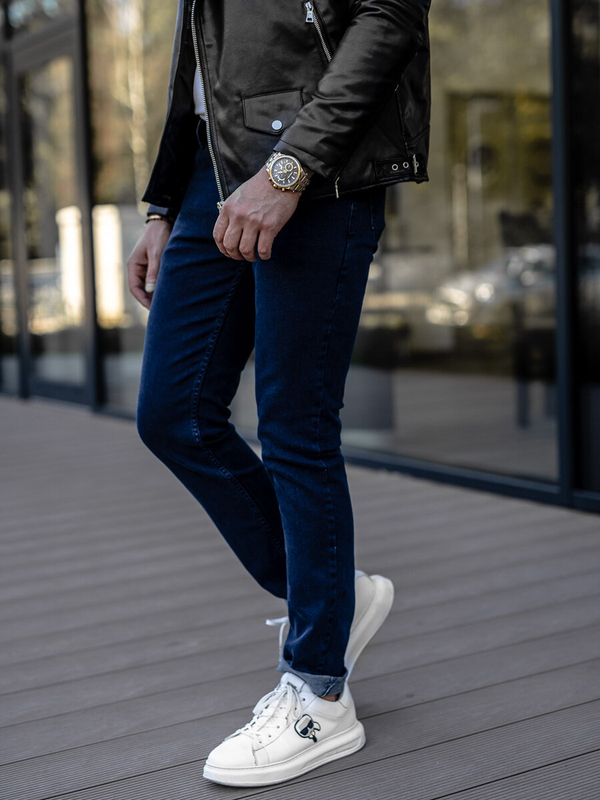 Темно-сині чоловічі джинсові штани slim fit Bolf 5066