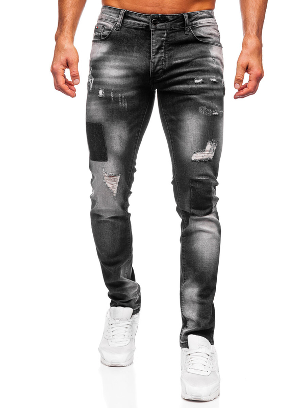 Чорні приталені чоловічі штани з деніму Bolf MP0113N