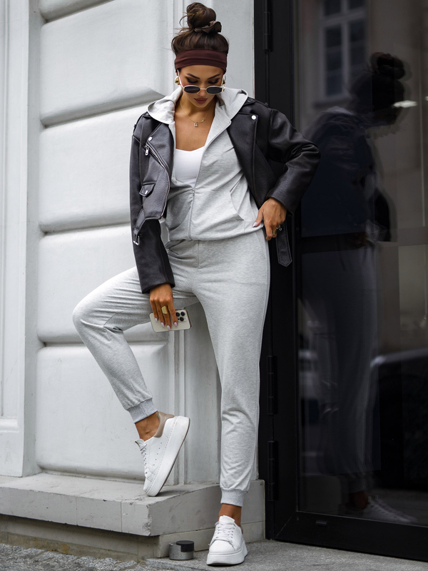 Жіночий двочастинний спортивний комплект з капюшоном меланжевий Bolf 821110