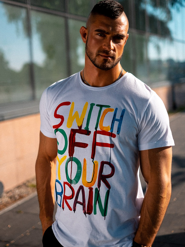 Чоловіча футболка з принтом біла Bolf 1181B