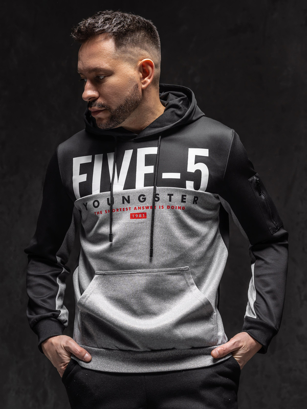 Сіра чоловіча толстовка з капюшоном і принтом Bolf HY972A1