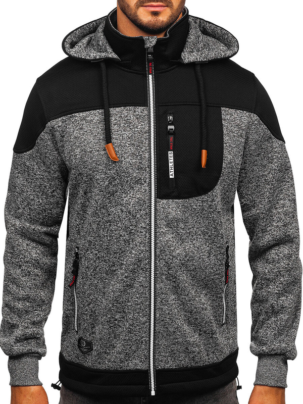 Чоловічий худі-куртка кольору антрацит Bolf TC1268