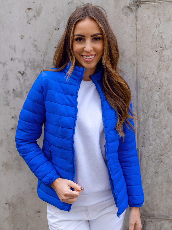 Кобальтова стьобана жіноча куртка з коміром-стійкою Bolf 1141A