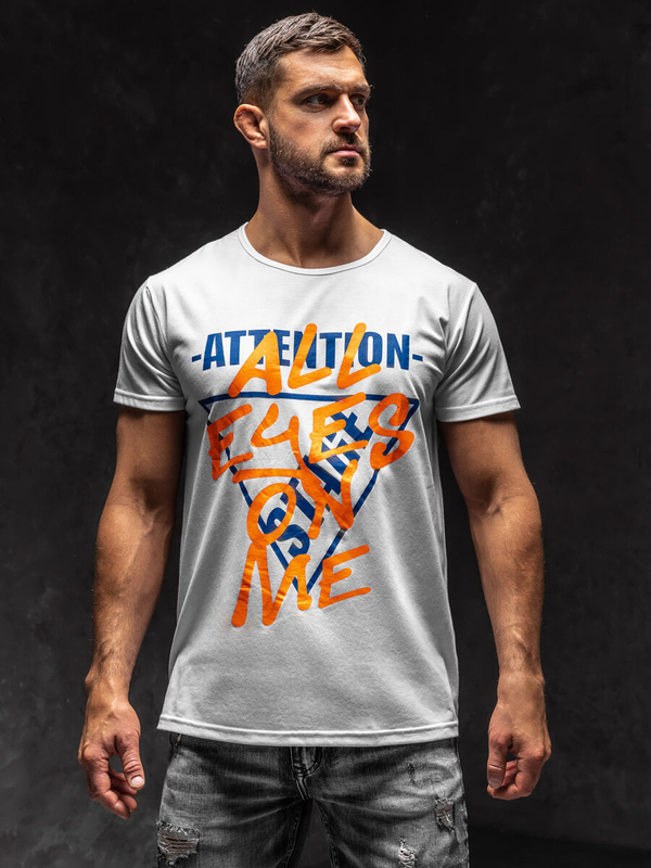 Футболка чоловіча з принтом біла Bolf KS1995