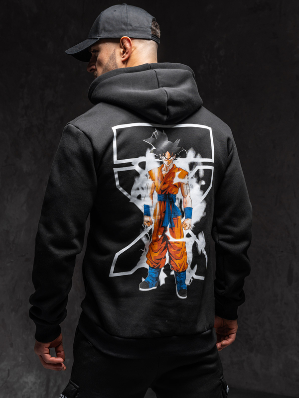 Чорний чоловіча толстовка з капюшоном і принтом Bolf 147049A