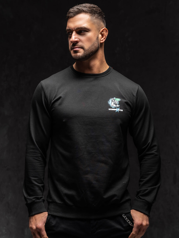 Чорна чоловіча толстовка без капюшона з принтом Bolf 8744A1