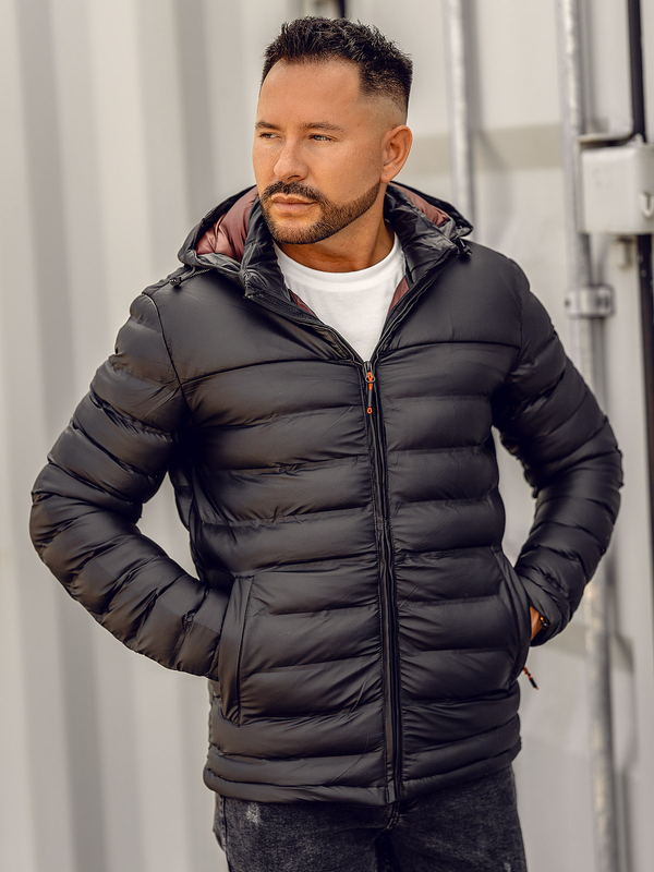 Чорна чоловіча стьобана демісезонна куртка Bolf 22M326