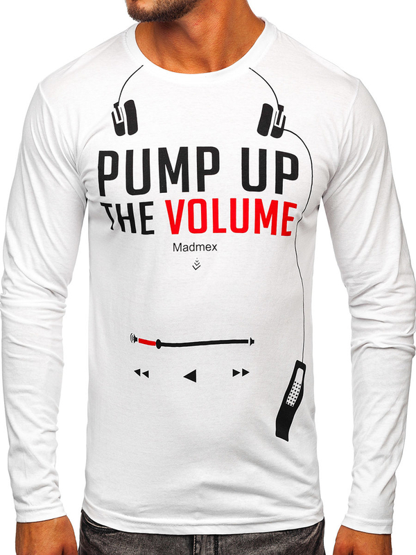 Лонгслів чоловічий з принтом білий Bolf 1219