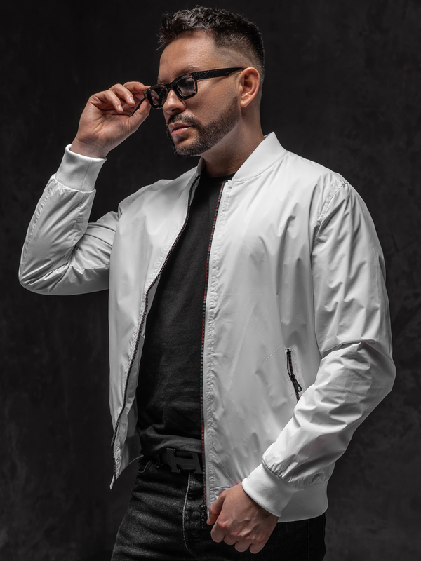 Біла демісезонна чоловіча куртка-бомбер Bolf 7116A1