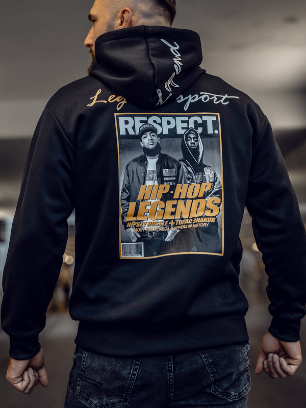 Чорне чоловіче худі кенгуру з принтом Bolf M280