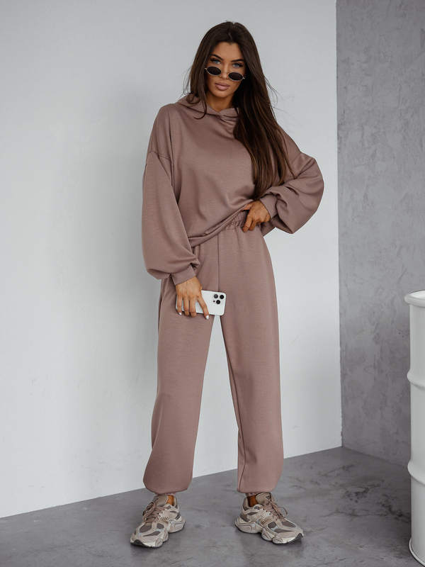 Жіночий двочастинний спортивний комплект з капюшоном капучино Bolf 525